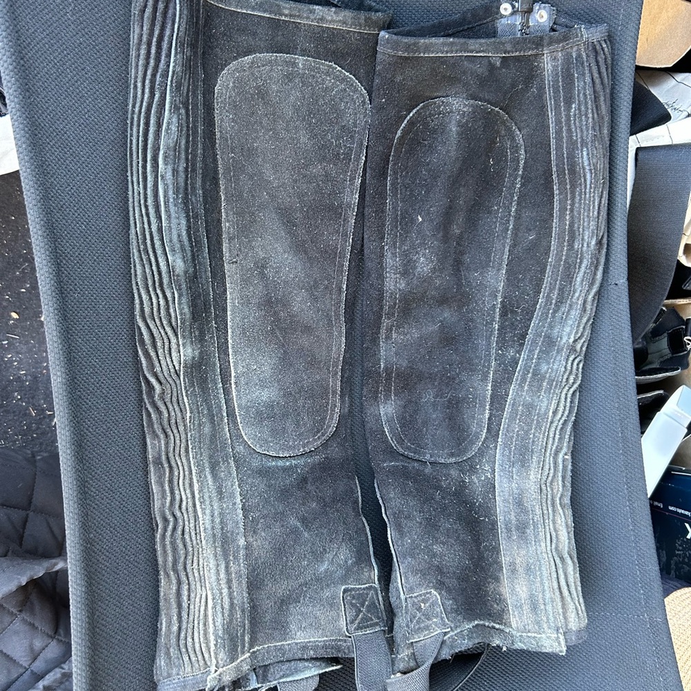 Black Suede English Riding Chaps - Picture 2 of 2